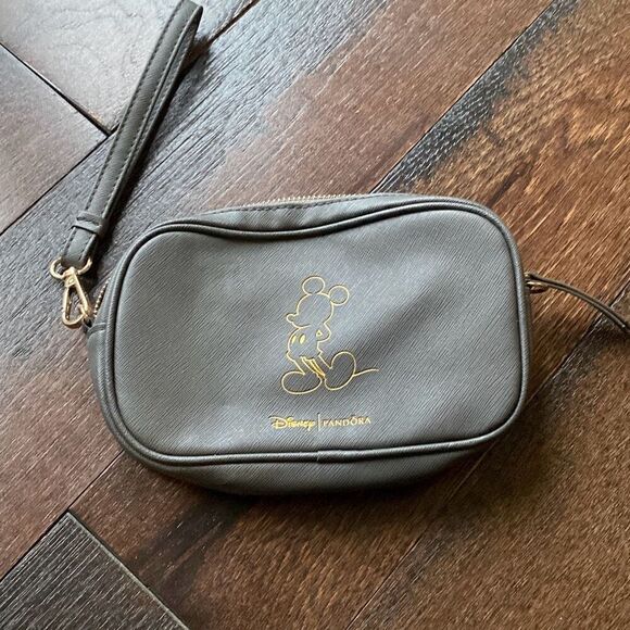 Disney x Pandora Mickey wristlet clutch purse bag gray gold - Picture 1 of 6